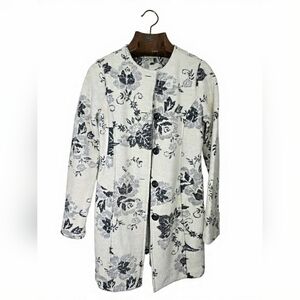 Lucy & Laurel Ivory Floral Button-Front Wool Car Coat Anthropolgie